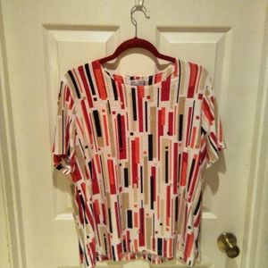JM Collection Women's Top, Geometric Print Dressy Top, Size 0X
